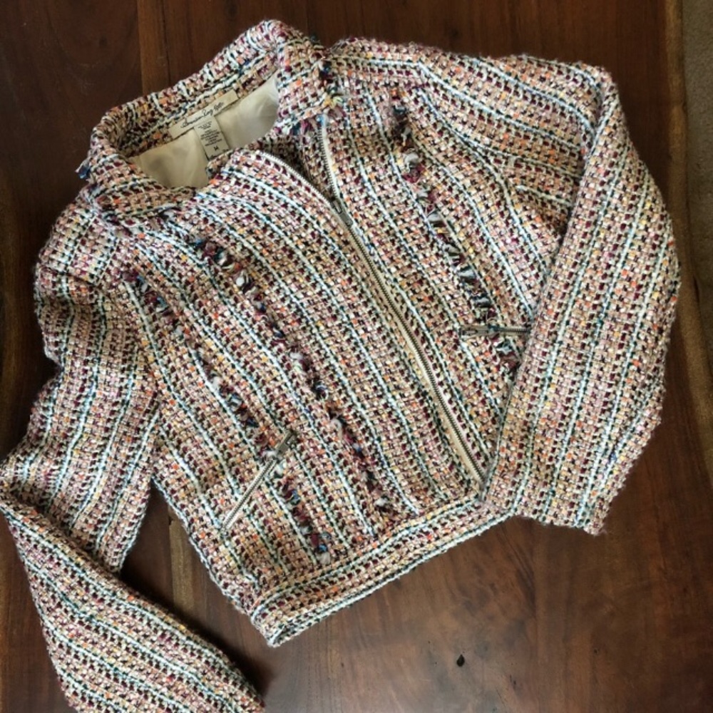 American Rag Tweed Multicolored Moto Jacket - Picture 4 of 7